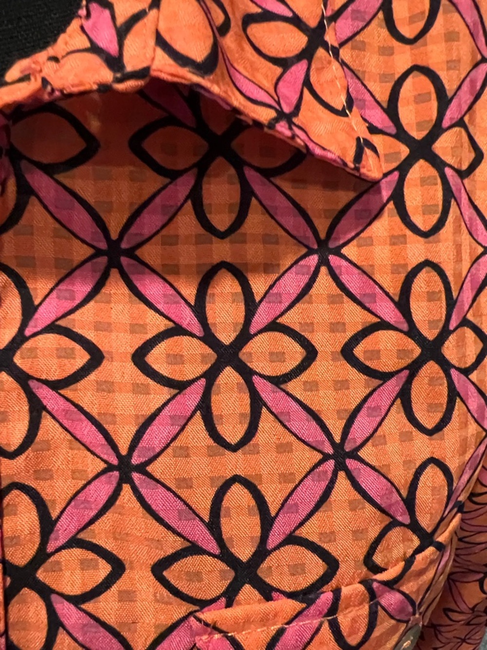Kim Rogers Bright Orange Floral-Print Button Down Shirt with Pink Accents - Picture 4 of 11